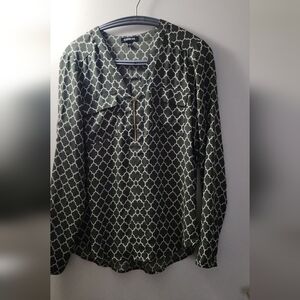 Express Women's Olive Geometric Blouse